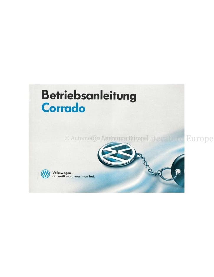 1992 VOLKSWAGEN CORRADO INSTRUCTIEBOEKJE DUITS, Autos : Divers, Modes d'emploi & Notices d'utilisation