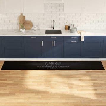 vidaXL Keuken Tapijt Bestek Zwart 300 x 60 cm Fluweel, Tuin en Terras, Deurmatten, Verzenden, Nieuw