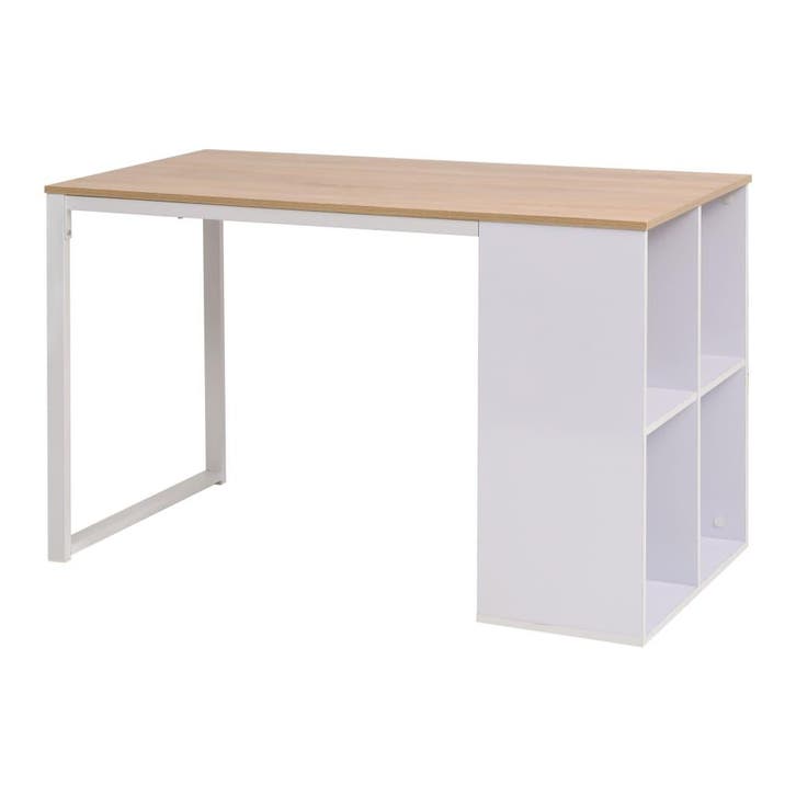vidaXL Schrijftafel 120x60x75 cm eikenkleur en wit, Huis en Inrichting, Bureaus, Nieuw, Verzenden