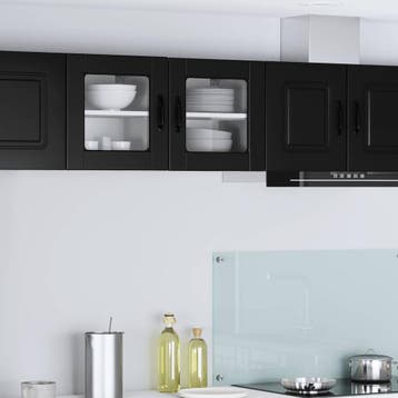 vidaXL Wandglas Kasten PORTO Zwart 40 x 31 x 40 cm Bewerkt, Huis en Inrichting, Kasten | Overige, Verzenden, Nieuw