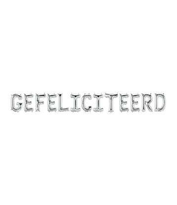 Zilveren Ballonnen Set Gefeliciteerd 1,9m, Verzenden