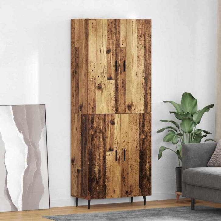 vidaXL Highboard 2 pcs Oud Hout Bewerkt hout, Huis en Inrichting, Kasten | Dressoirs, Nieuw, Verzenden