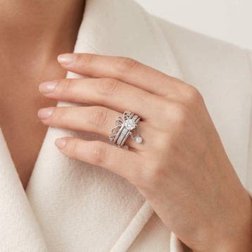 Ring - 18 karaat Witgoud - 1.04ct. tw. Diamant (Natuurlijk), Nieuw