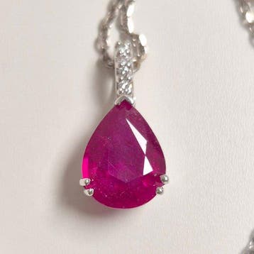 Zonder minimumprijs - Ketting met hanger - 18 karaat Witgoud