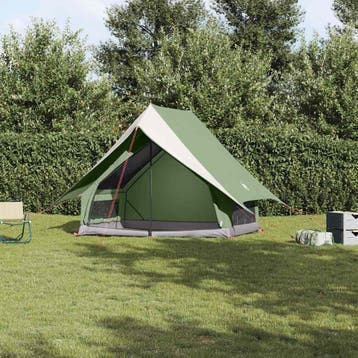 vidaXL Familietent met dak Groen en Wit 220 x 220 x 184 cm, Verzenden, Nieuw