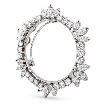 Broche - 18 carats Broche circulaire exclusive en or blanc, Bijoux, Sacs & Beauté, Bijoux anciens