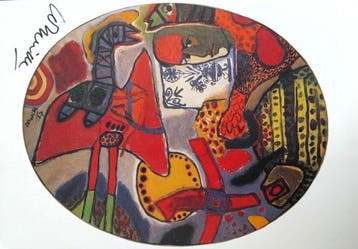 Gesigneerd; Corneille - Auto-portrait avec deux Oiseaux..., Antiek en Kunst