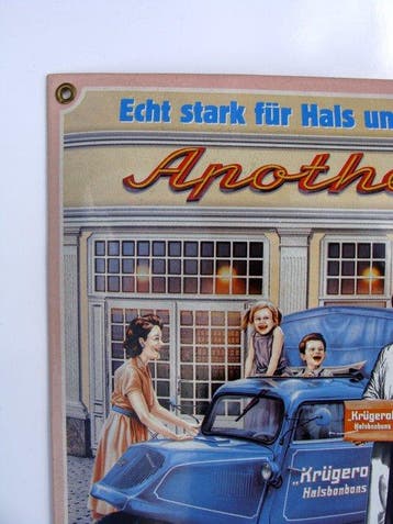 Krügerol - Krügerol emaille bord Keelsnoepjes, echt sterk