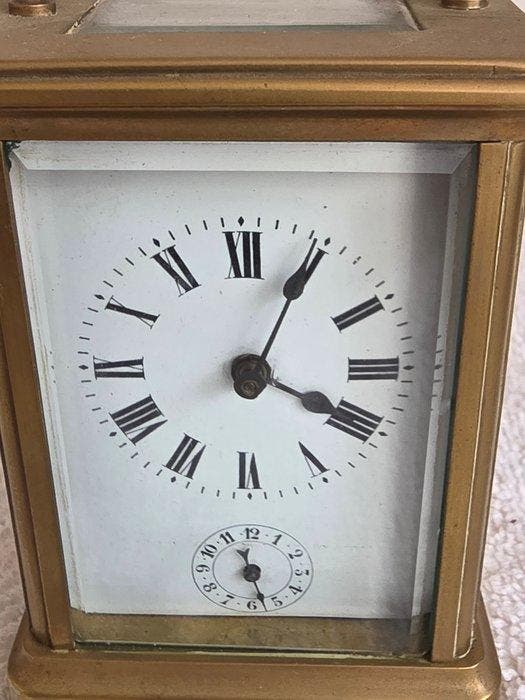 Réveil de voyage - Japy Freres - laiton, émail, verre poli -, Antiquités & Art, Antiquités | Horloges