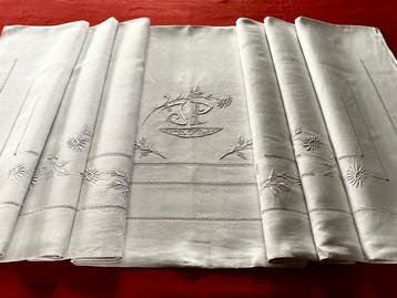 Linge de lit Empire en lin avec les initiales J.P. - Drap de
