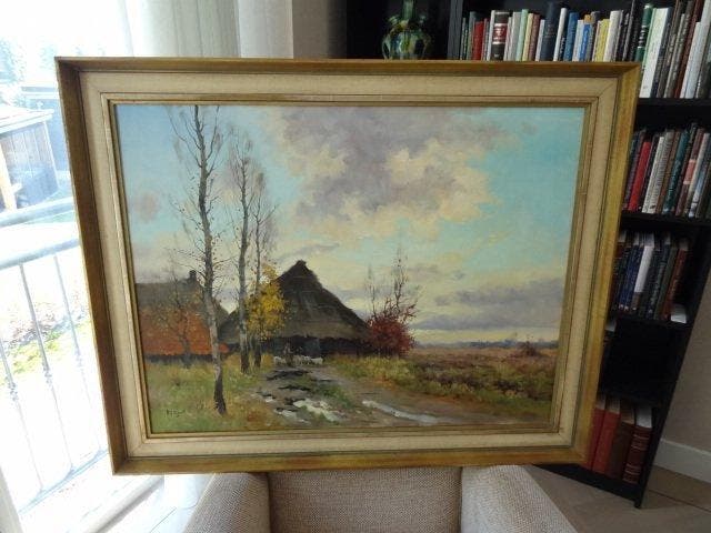 A.J.Zwart (1903-1981) - Schaapskooi met herder en schapen, Antiek en Kunst, Kunst | Schilderijen | Klassiek