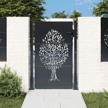vidaXL Poort 100x150 cm met boomontwerp staal, Verzenden, Nieuw