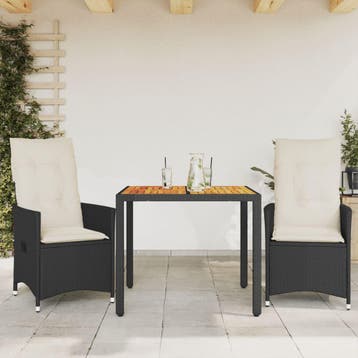 vidaXL 3-delige Bistroset met kussens poly rattan en, Verzenden, Nieuw