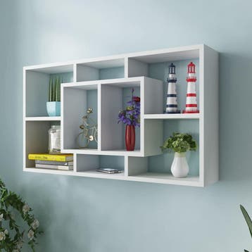 vidaXL Wandschap zwevend 8 vakken wit, Huis en Inrichting, Kasten | Wandmeubels, Verzenden, Nieuw
