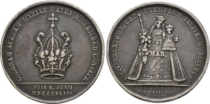Zilver medaille 1848 Belgie Bruessel: Leopold I, 1831-1865:, Timbres & Monnaies, Pièces & Médailles, Envoi