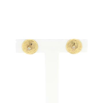 Gouden oorstekers met diamant 0,01 ct. (Oorbellen), Handtassen en Accessoires, Oorbellen, Gebruikt, Ophalen of Verzenden, Met edelsteen