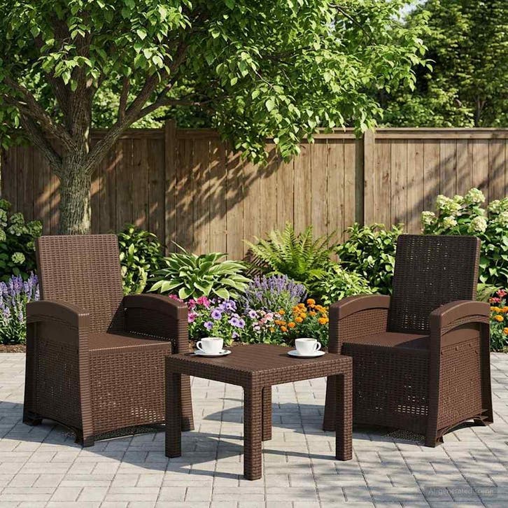 vidaXL Ligstoel Rieten Look 2 st Bruin PP, Jardin & Terrasse, Chaises de jardin, Envoi