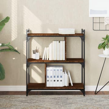 vidaXL Boekenkast 3-laags 76x32x88 cm bewerkt hout bruin, Verzenden