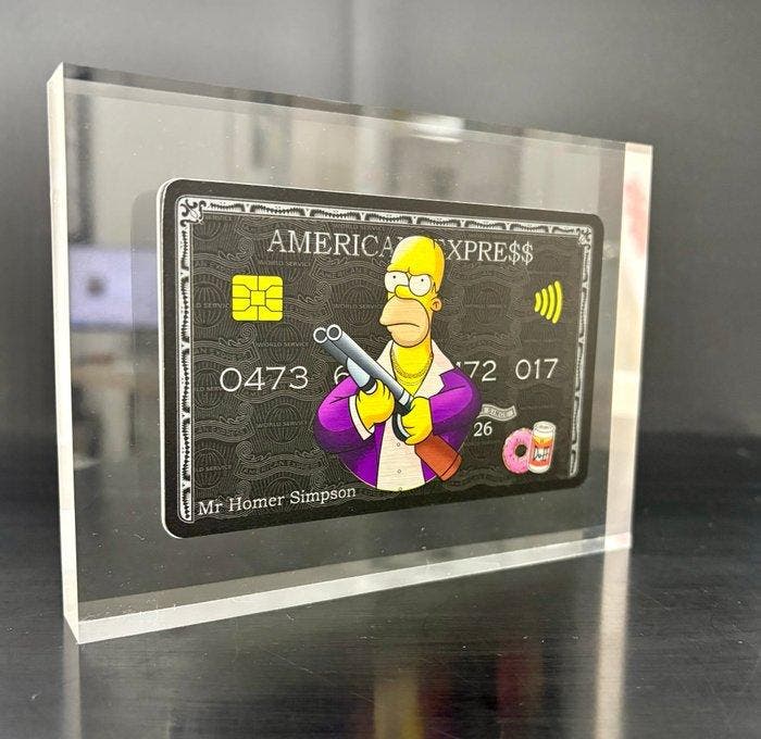 N.Nathan - Plexi Card MR. OMER SIMPSON, Antiquités & Art, Art | Peinture | Moderne