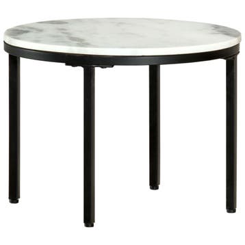 vidaXL Salontafel Ø50 cm echt massief marmer wit en zwart, Huis en Inrichting, Verzenden, Nieuw