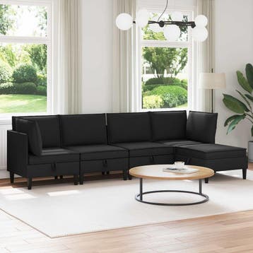 vidaXL Woonkamer Meubelset 5 st Zwart Stof, Verzenden, Nieuw