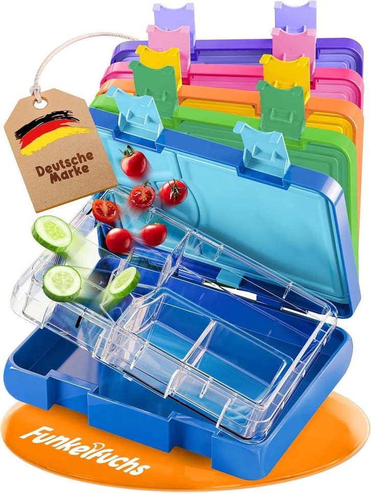 2dekans | Funkelfuchs® - Lunchbox kinderen met vakverdeling, Huis en Inrichting, Keuken | Tupperware, Ophalen of Verzenden