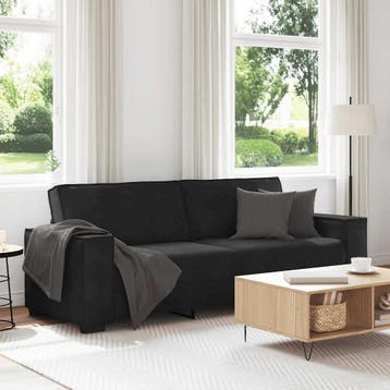 vidaXL Driezitsbank / zetel 220x78x84 cm fluweel zwart, Verzenden