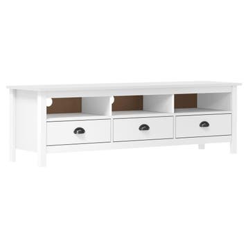 vidaXL Tv-meubel Hill 158x40x47 cm massief grenenhout wit, Verzenden