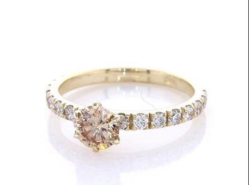 Zonder minimumprijs - Ring - 14 karaat Geel goud - 0.96ct., Handtassen en Accessoires, Ringen, Nieuw