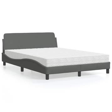 vidaXL Bed met matras Dover stof donkergrijs 140x200 cm, Huis en Inrichting, Verzenden, Nieuw