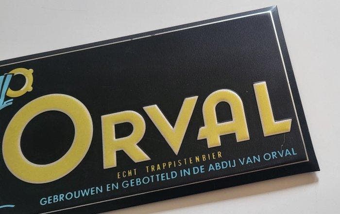 Blikken reclamebord Orval. - Reclamebord - Metaal, Antiquités & Art, Antiquités | Assiettes décoratives & Carrelages