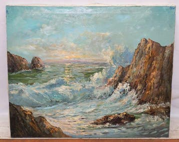 Enrique Koskaya (1901-1970) - Tempestad en la costa, Antiek en Kunst