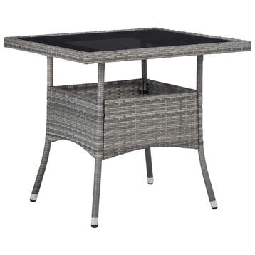 vidaXL Tuintafel poly rattan en glas grijs, Tuin en Terras, Tuintafels, Verzenden, Nieuw