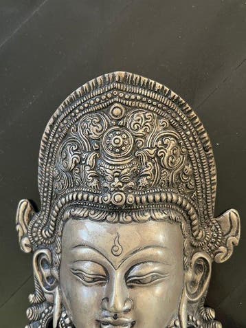 sculptuur, Volto divinizzato - 19 cm - Zilverbrons