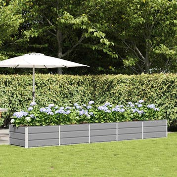 vidaXL Plantenbak Lichtgrijs 400 x 80 x 45 cm Staal, Verzenden, Nieuw