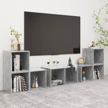 vidaXL 6-delige Tv-meubelset bewerkt hout betongrijs, Huis en Inrichting, Kasten |Televisiemeubels, Verzenden, Nieuw