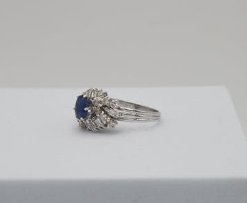 Bague - 18 carats Or blanc Saphir - Diamant, Bijoux, Sacs & Beauté