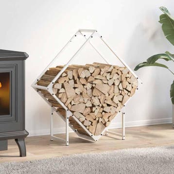 vidaXL Brandhoutrek 80x25x80 cm koudgewalst staal wit, Verzenden