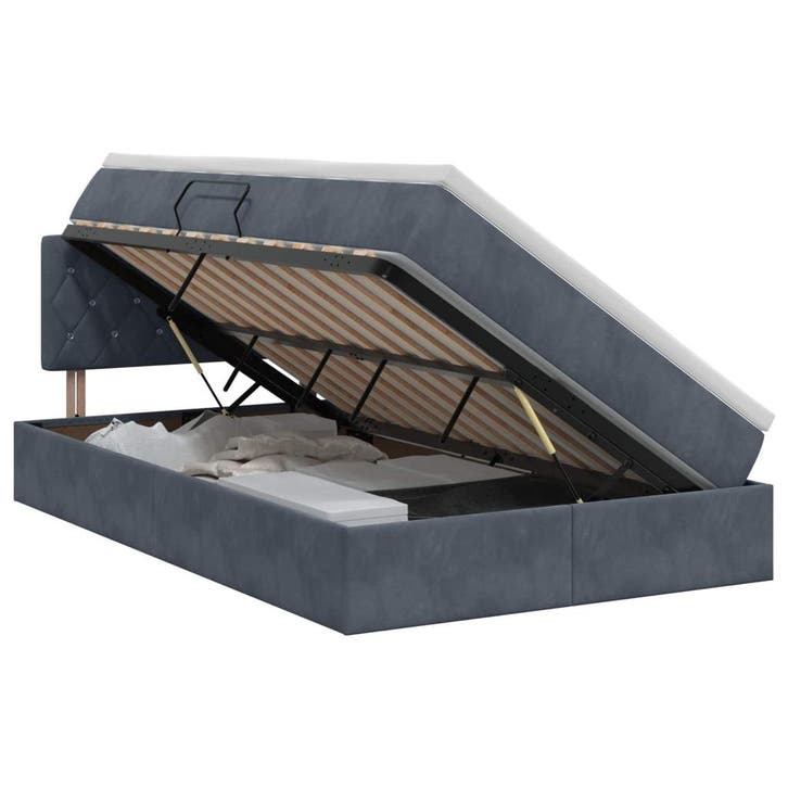 vidaXL Opbergbed met hoofdeinde Donkergrijs 120 x 200 cm, Huis en Inrichting, Slaapkamer | Bedden, Nieuw, Verzenden