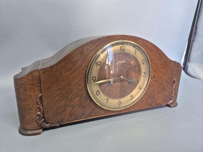Klok - Junghans - Hout, Messing - 1960-1970, Antiquités & Art, Curiosités & Brocante