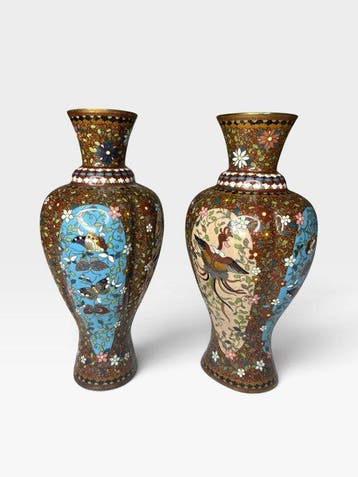 Paar Japanse balustervazen - 20e eeuw, Antiek en Kunst