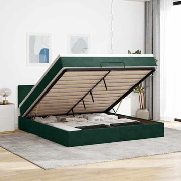 vidaXL Ottoman bed met matras 180x200 cm fluweel donkergroen, Verzenden, Nieuw