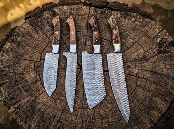 Hand Forged Damascus Steel with rose wood Engraving Handles