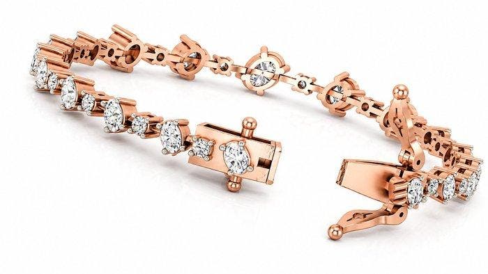 Armband - 14 karaat Roségoud - 3.64ct. tw. Diamant, Handtassen en Accessoires, Armbanden