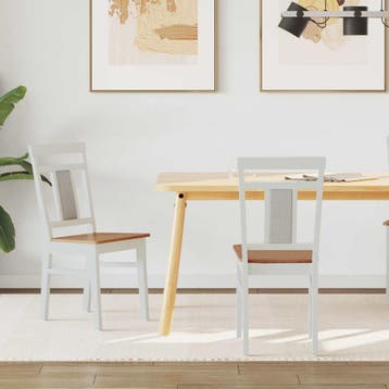 vidaXL Eetkamerstoel 2 st Massief Rubberhout Wit en, Verzenden, Nieuw