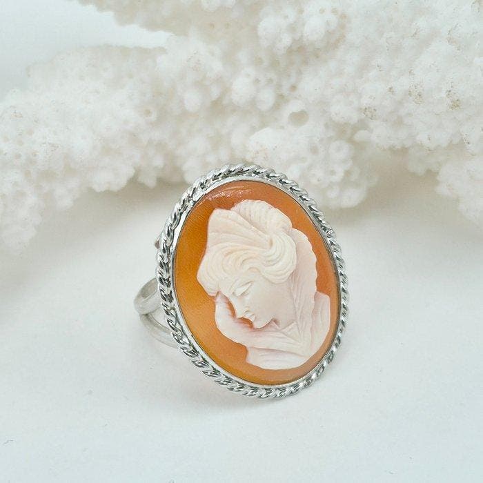 Zilver, Zonder reserveprijs - Ring - Handgesneden camee, Antiek en Kunst, Curiosa en Brocante