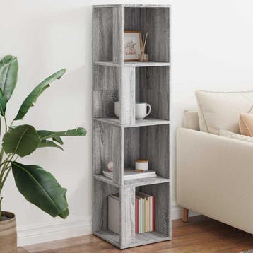 vidaXL Hoekkast 33x33x132 cm bewerkt hout grijs sonoma, Verzenden