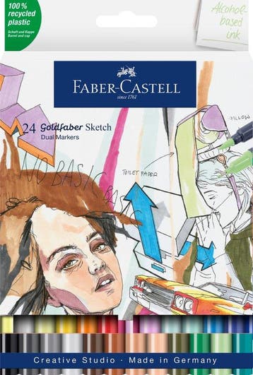 Faber-Castell Goldfaber sketchmarker set school — gebruikt, Divers, Verzenden