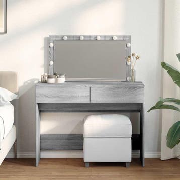 vidaXL Kaptafel met LED-verlichting 100x40x120 cm grijs, Verzenden