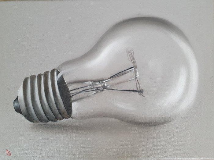 A.J. Oppedijk - Gloeilamp, Antiek en Kunst, Kunst | Schilderijen | Modern